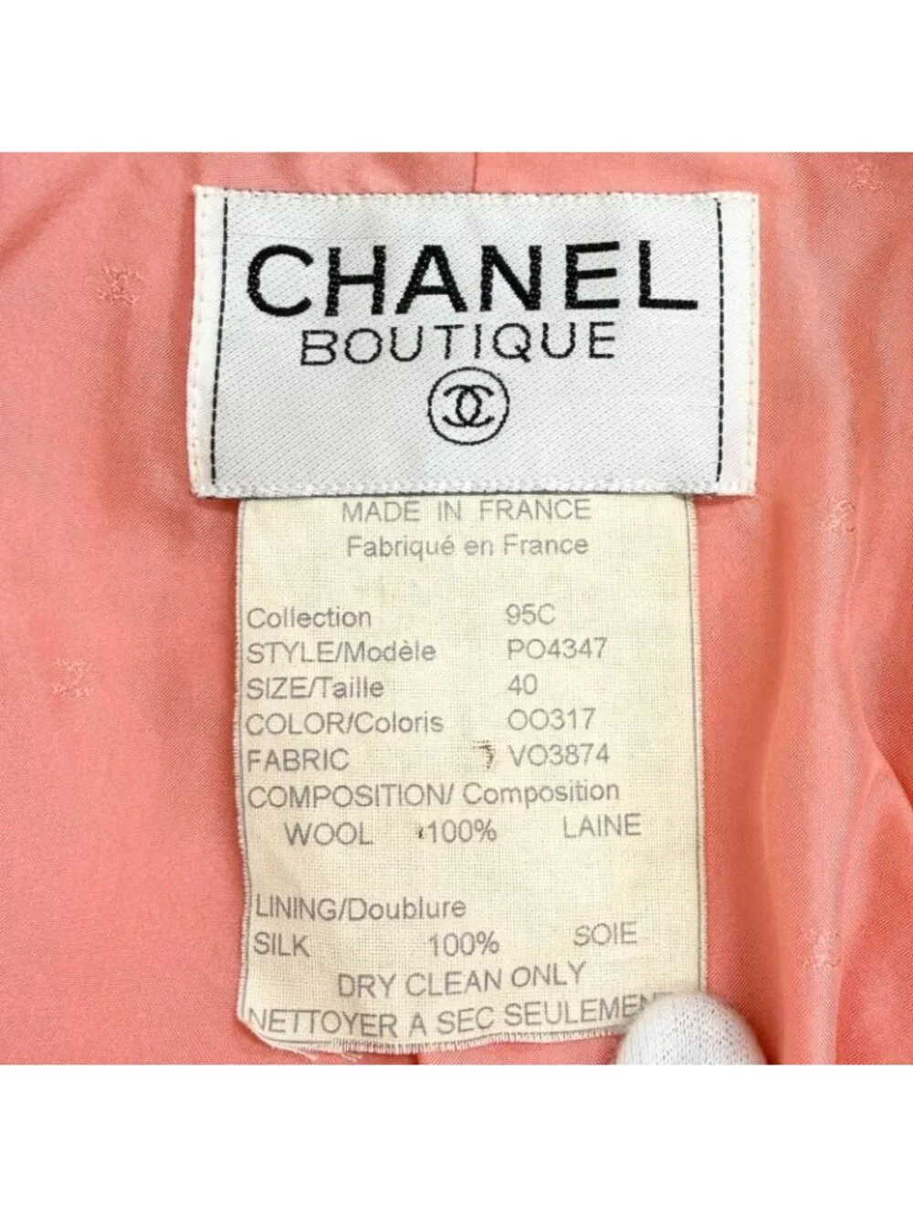 Chanel Vintage 95c Wool CC Logo Mirror Button Short Jacket Pink 40 French